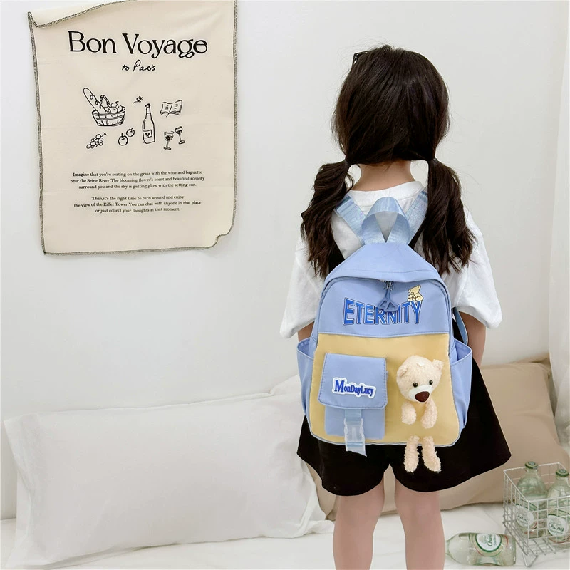 Cartoon school bag for early age, card holder, backpack, cute children's shoulder bag for leisure, wholesale, with little bears
