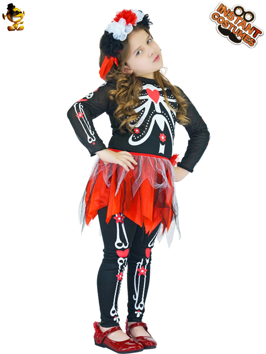 Halloween fantasma Festival DE LOS NIÑOS estilo femenino fantasma hueso cráneo traje etapa rendimiento traje mascarada Cosplay traje