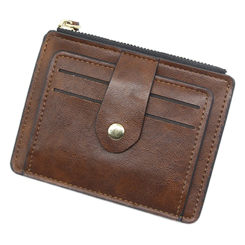 Casual Commuting Uniform Card Holder for Men and Women with Zipper Solid Color Coin Business Card Holder Id Card Holder
