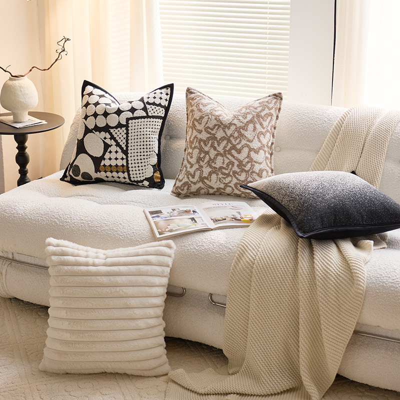 Simple estilo francés crema viento negro y blanco almohada almohada sofá sala de estar almohada modelo de habitación de alojamiento modelo de cabecera con núcleo