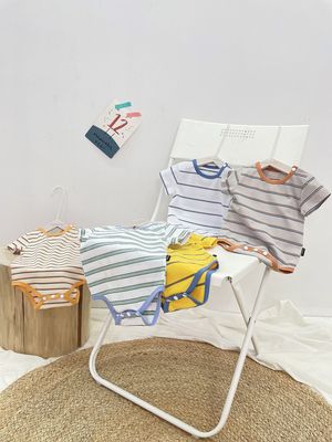 CN010/2021婴童奥代尔舒爽条纹男女童户外室内适用短袖爬爬衣
