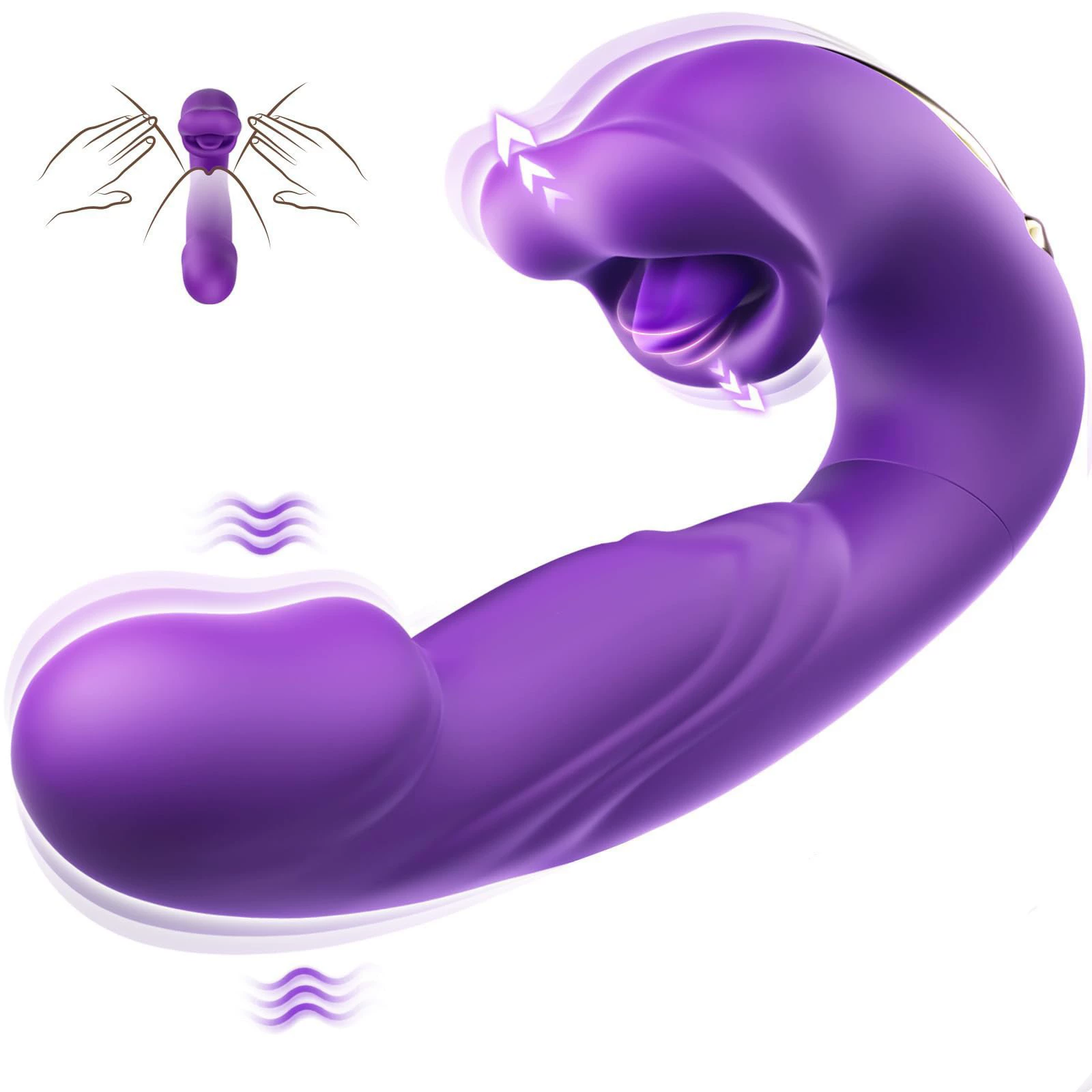 Силиконовый массажёр со спорожнением и вибрацией G-Spot, 7 режимов, аккумуляторный, фиолетовый/красный