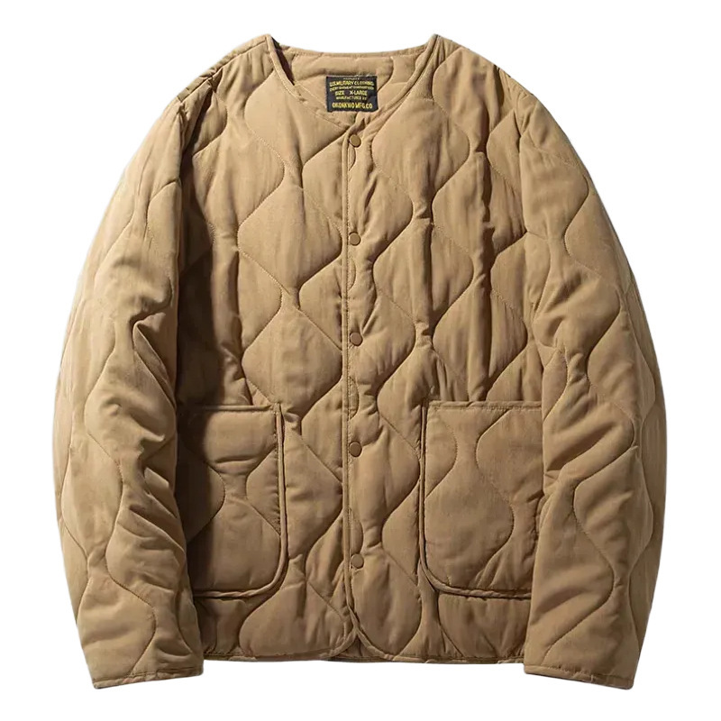 Autumn and Winter American Workwear Retro Liner Jacket Men's Collarless Quilted Thickeneded Warm Jacket M65 Quilted Jacket