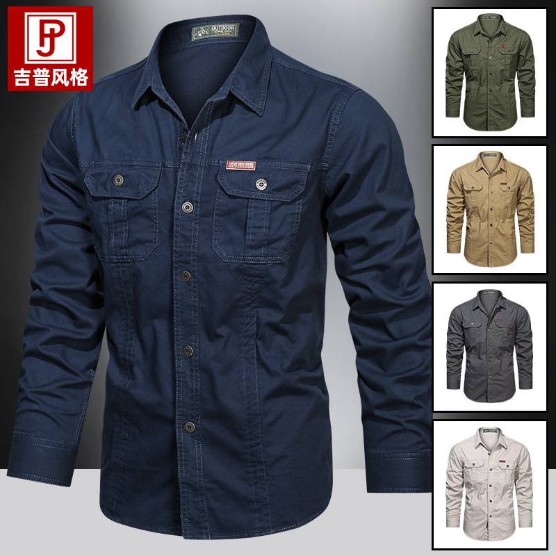 Camisas militares de verano de mangas cortas de trabajo de hombre camisa de trabajo al aire libre suelta camisa de hombre abrigo