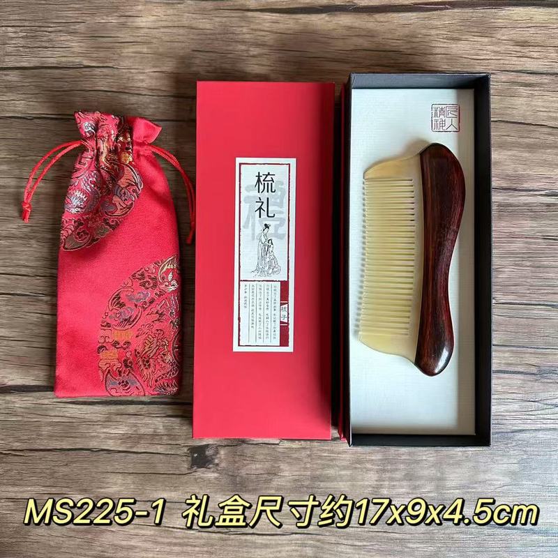 紫檀木製の櫛、天然牛角櫛、女性向け高級ギフトボックス入り、静電気防止マッサージ櫛、お土産、育毛|undefined