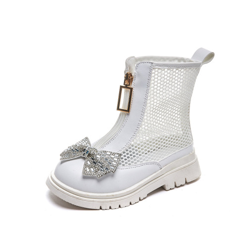 Girls' mesh boots 2024 summer ultra-thin mesh hollow small high-heeled Liudingzhong big children's princess sandals for children