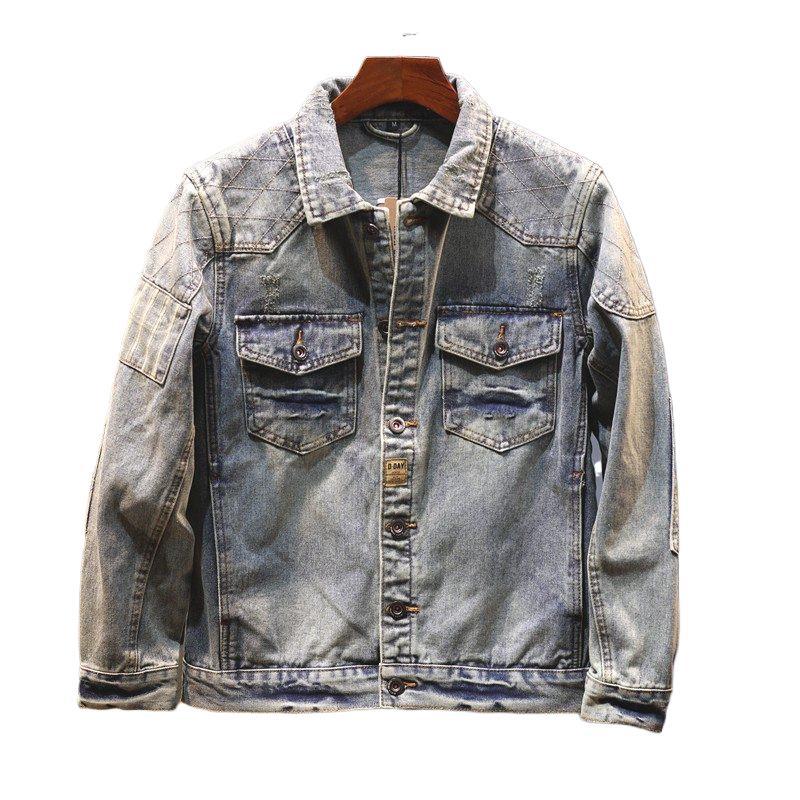 Dorado Trading Company JK527 giacca da uomo in denim casual versatile e ampia ricamata_voghion.com