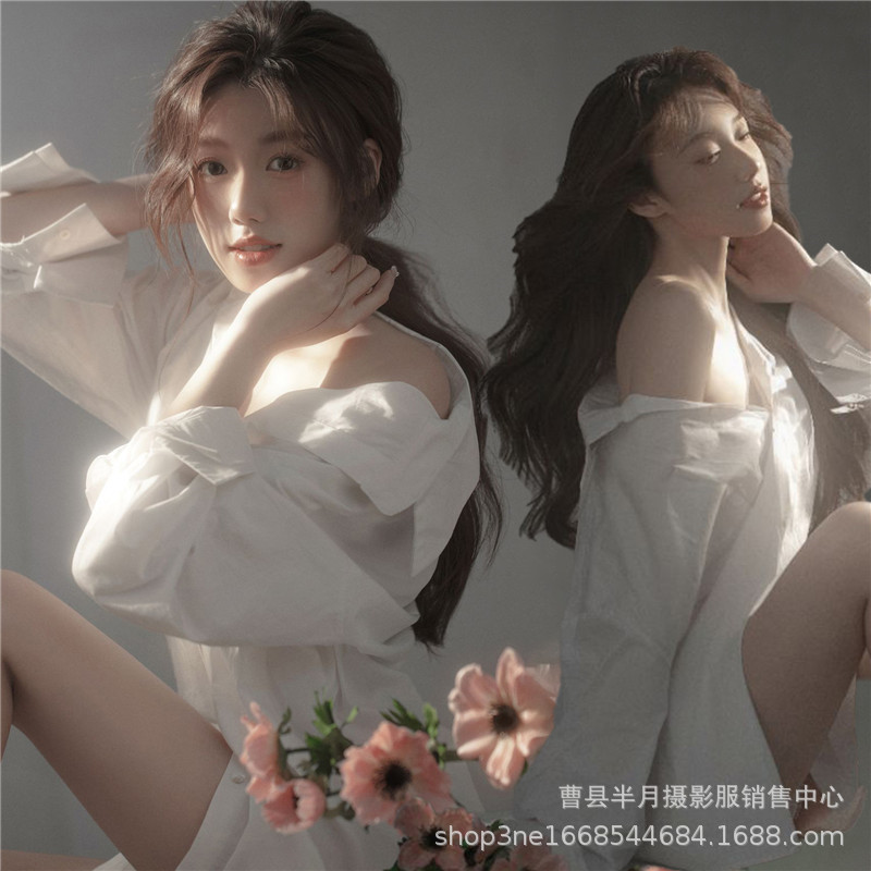 Studio studio private room photo sexy white shirt photography theme photo clothing girl portrait art photo clothing