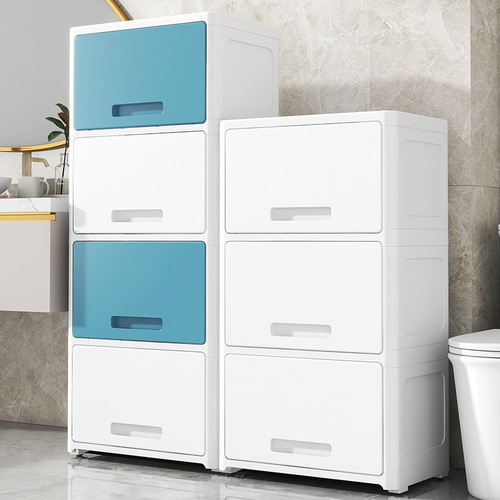50-inch Wide Sliding Door Storage Cabinet Household Living Room Snack Cabinet Multi-layer Clothing Storage Wardrobe Plastic Display Cabinet