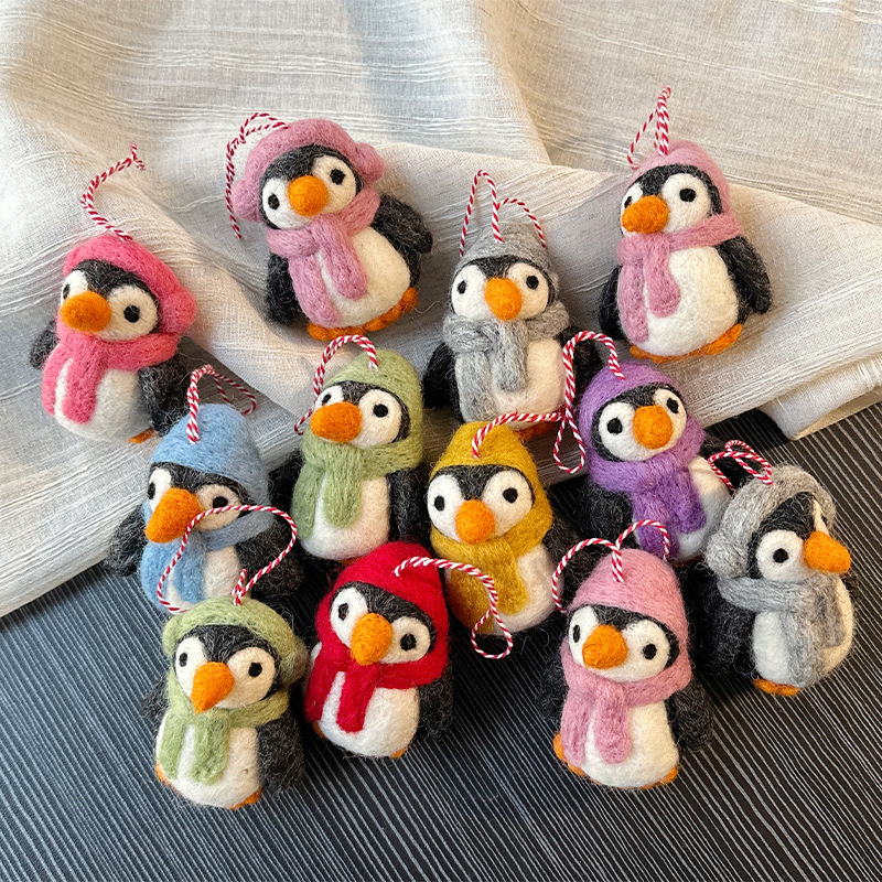 Nepalese Handmade Wool Felt Bag Pendant Ins Style Cute Penguin Plush Doll Keychain Accessories