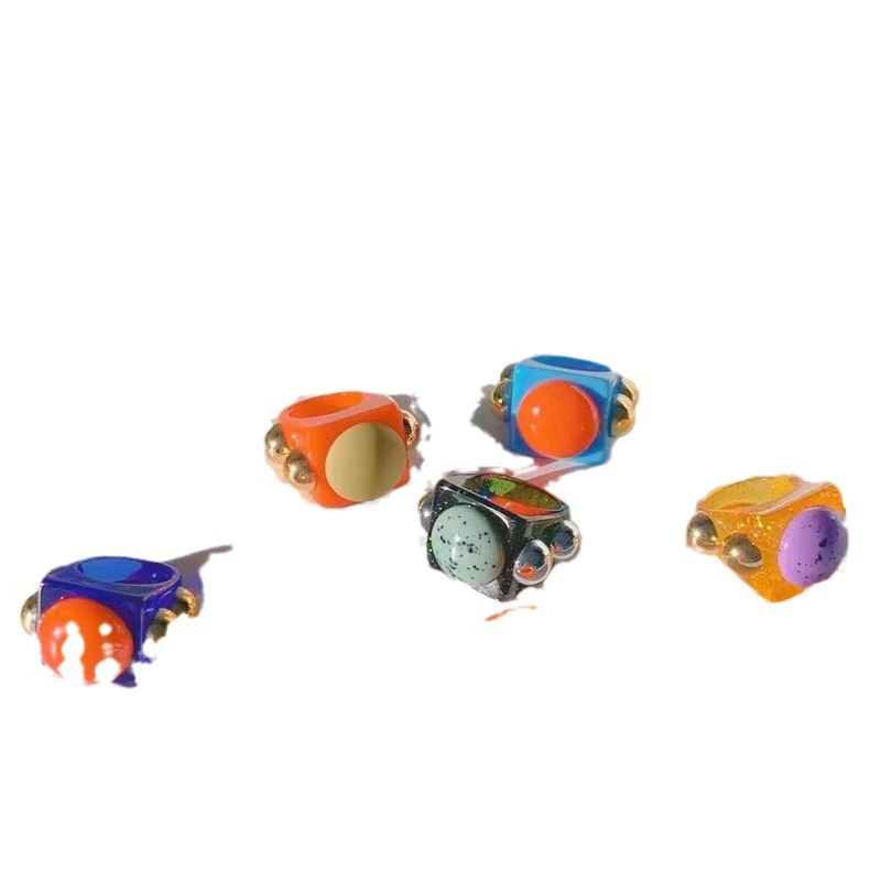 South Korean acrylic metal goods, square ring, 2021 collection