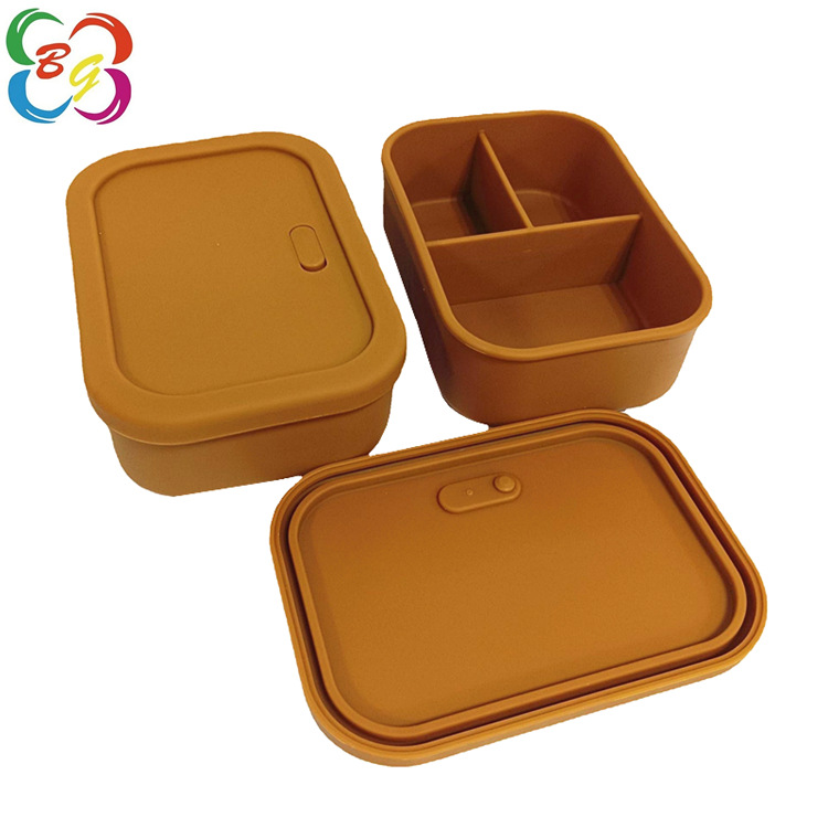 Caja de almuerzo de silicona de grado alimenticio, caja de almuerzo portátil general para estudiantes de secundaria y secundaria, caja de almuerzo de silicona caliente por microondas