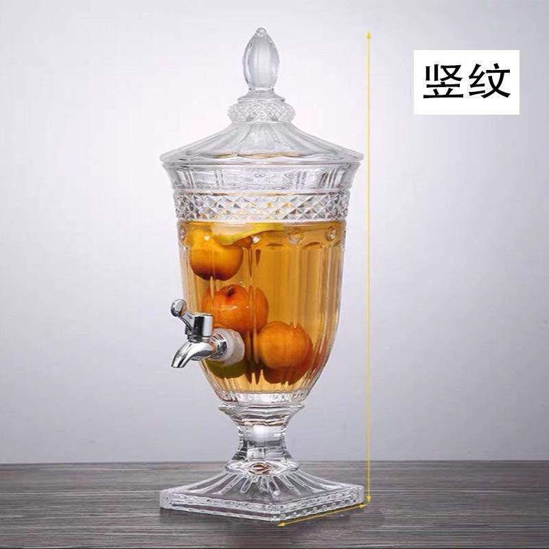 Jarra de jugo con relieve de estilo europeo, con boquilla y tapa, cristal grueso, gran capacidad, jarra de agua fría de alta gama