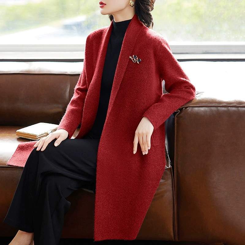 Весенне-осеннее пальто для матери, широкий вязаный кардиган в западном стиле, пальто для женщин среднего и пожилого возраста