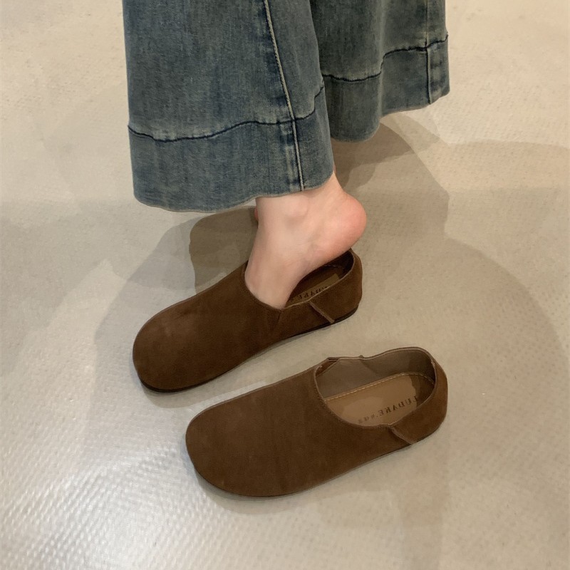 复古奶奶深口勃肯鞋女外穿2025秋冬厚底内增高一脚蹬晚晚单鞋|undefined