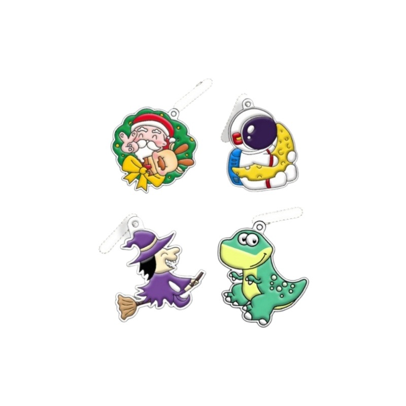 Juguetes de pintura de pegamento sin hornear llavero pintado a mano para niños graffiti tridimensional placa de cristal dibujos animados colgantes regalos de Navidad