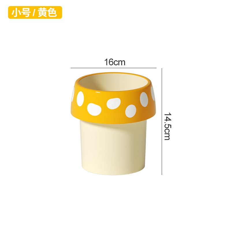 デスクトップゴミ箱、家庭用高価値収納バケツ、創造的な小さなキノコの形をした漫画の蓋なしの大容量衛生バケツ|undefined