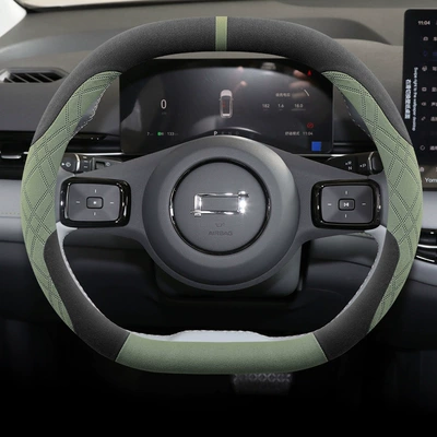 25 Models of Pentium Yueyi 03 Steering Wheel, Joy/Zhenxiang/Youshang Suede Leather Anti-Slip, Anti-Sweat and Odor-Free Handle Cover (Steering wheel cover) - double-d-type-black-emerald-green-not-cold-in-winter-not-hot-in-summer-pentium-yueyi-032025-2025-model