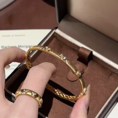 新中式布契拉提风拉丝星云六芒星手镯女轻奢高级复古精致百搭手饰