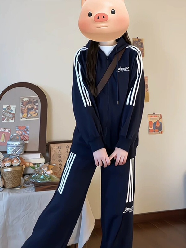 大码秋冬薄款卫衣女运动服套装宽松显瘦时尚休闲两件套胖mm300斤|undefined