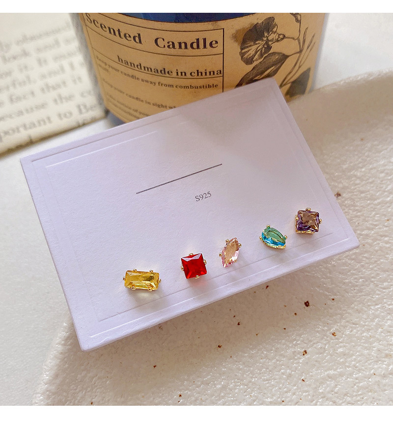 1 Set Sweet Square Plating Inlay Alloy Zircon Ear Studs display picture 1