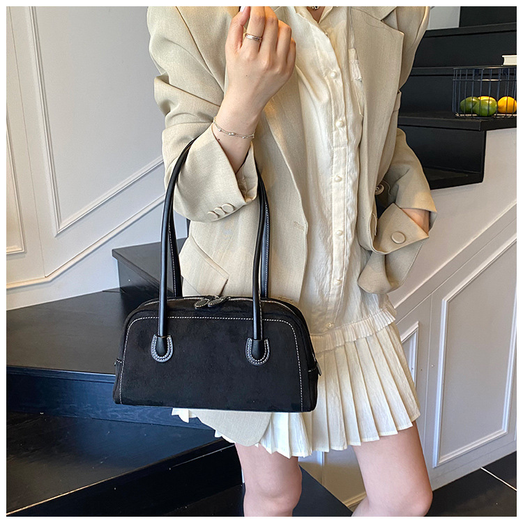Suede Look Soft East West Shoulder Bag 4
