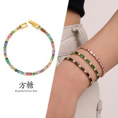 角糖欧米のカラージルコンの色合わせの星のブレスレットチタン鋼の金メッキは色が落ちません。