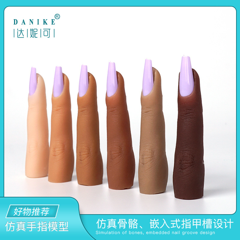 Nail art silicone practice finger model with joint bendable silicone fake finger Amazon cross-border foreign trade hot sale
