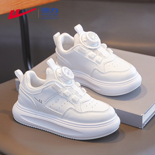 Huili Children's Shoes Children's Button Sneakers 2024 Spring and Autumn New Leather Lightweight sneaker Lightweight Boys Running Shoes
