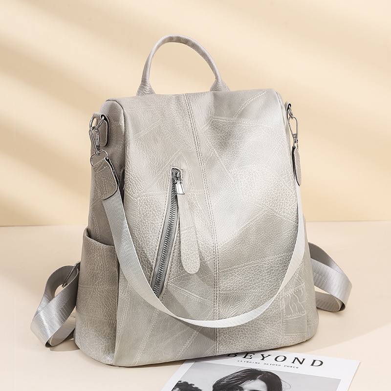 Mochila antirrobo de comercio exterior para mujer 2022 nueva mochila de viaje de doble uso al aire libre de gran capacidad de cuero suave casual al por mayor de moda