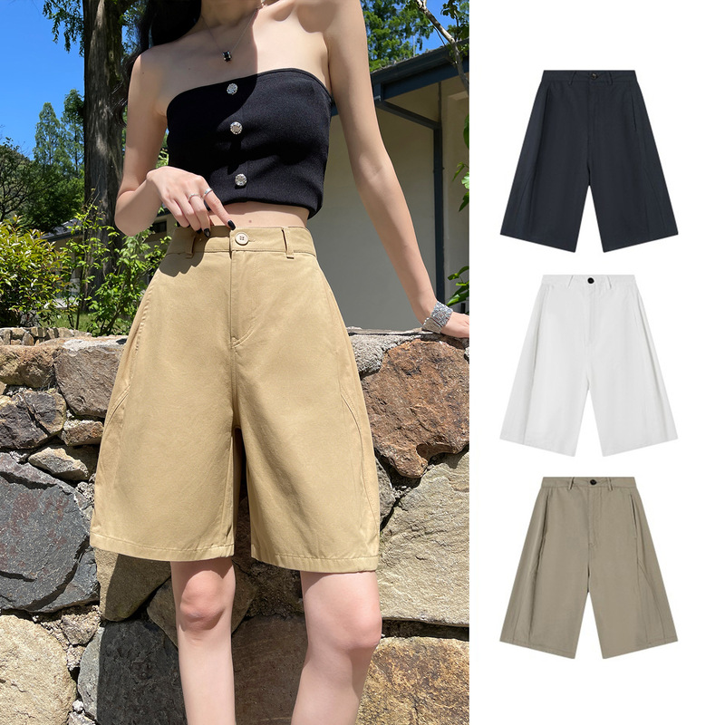 2026 Summer Plus Size Women's Clothing 3D Tailored Loose Fit Versatile Shorts Wide Leg Five-Point Pants 100% Cotton Pants 2026 Summer Plus Size Women's Clothing 3D Tailored Loose Fit Versatile Shorts Wide Leg Five-Point Pants 100% Cotton Pants
