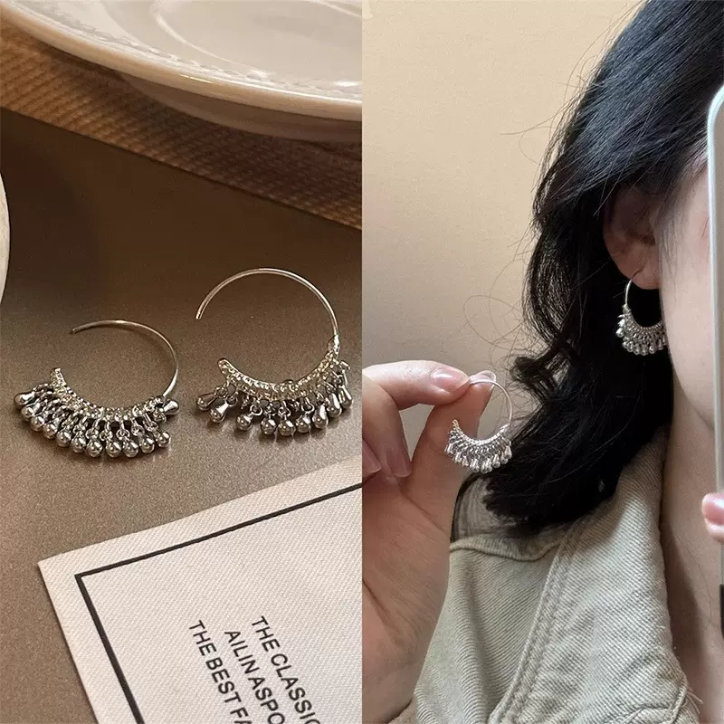 复古小众设计水滴流苏民族风耳环ins波西米亚旅行耳饰