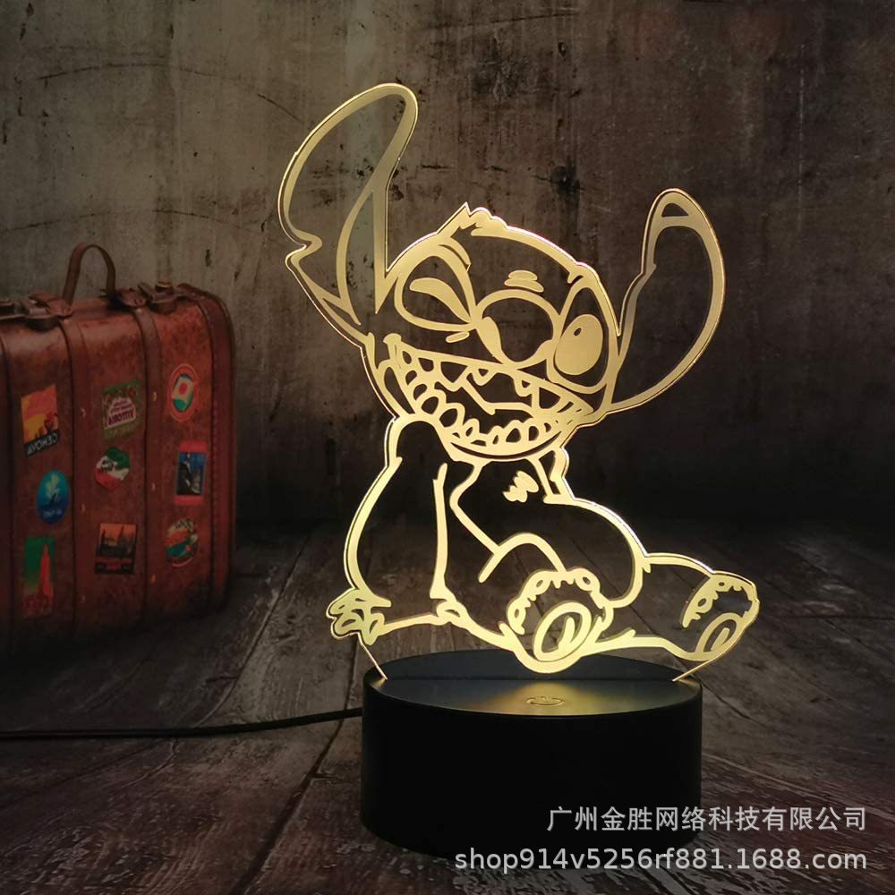 Stitch suministro transfronterizo 3D luz de la noche serie de dibujos animados creativo regalo del Día de San Valentín Lámpara decorativa dormitorio lámpara de mesa