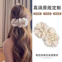 古风超仙~欧根纱立体蓬松多叶花头饰抓夹女氛围感大号鲨鱼夹超仙