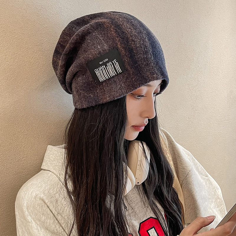 Hat Women's Spring and Autumn Cold Hat Baotou Hat Headband Instagram Style Tide Empty Withered Moon Pullover Warm Nightcap Autumn and Winter Heap Hat