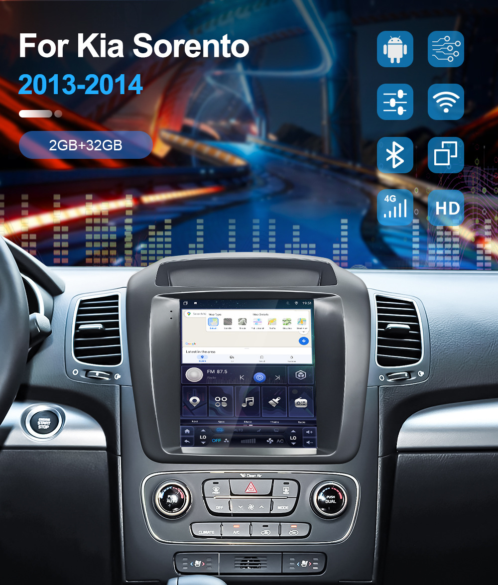 Suitable for Kia Sorento Central Control Large Screen Navigation All-In-One Android System Central Control Screen Car Navigation Device