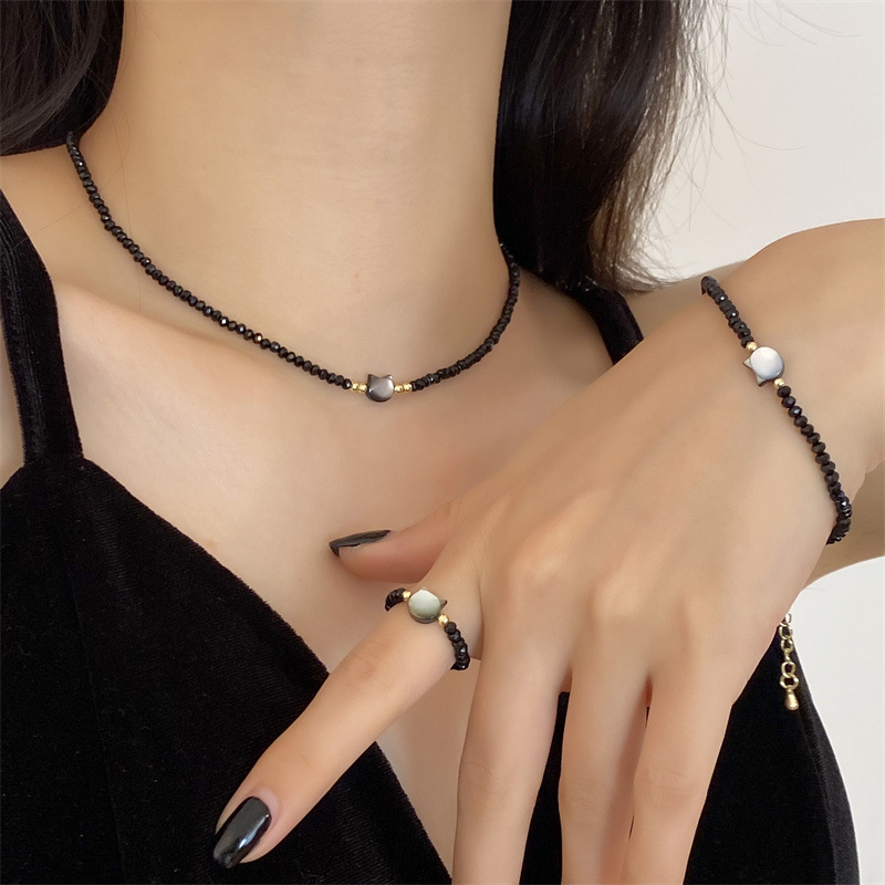 Natural Black Crystal Cat Necklace, Accessible Luxury Niche Elegant, Versatile 14K Gold-Filled Necklace, Accessible Luxury Clavicle Chain for Women Natural Black Crystal Cat Necklace, Accessible Luxury Niche Elegant, Versatile 14K Gold-Filled Necklace, Accessible Luxury Clavicle Chain for Women