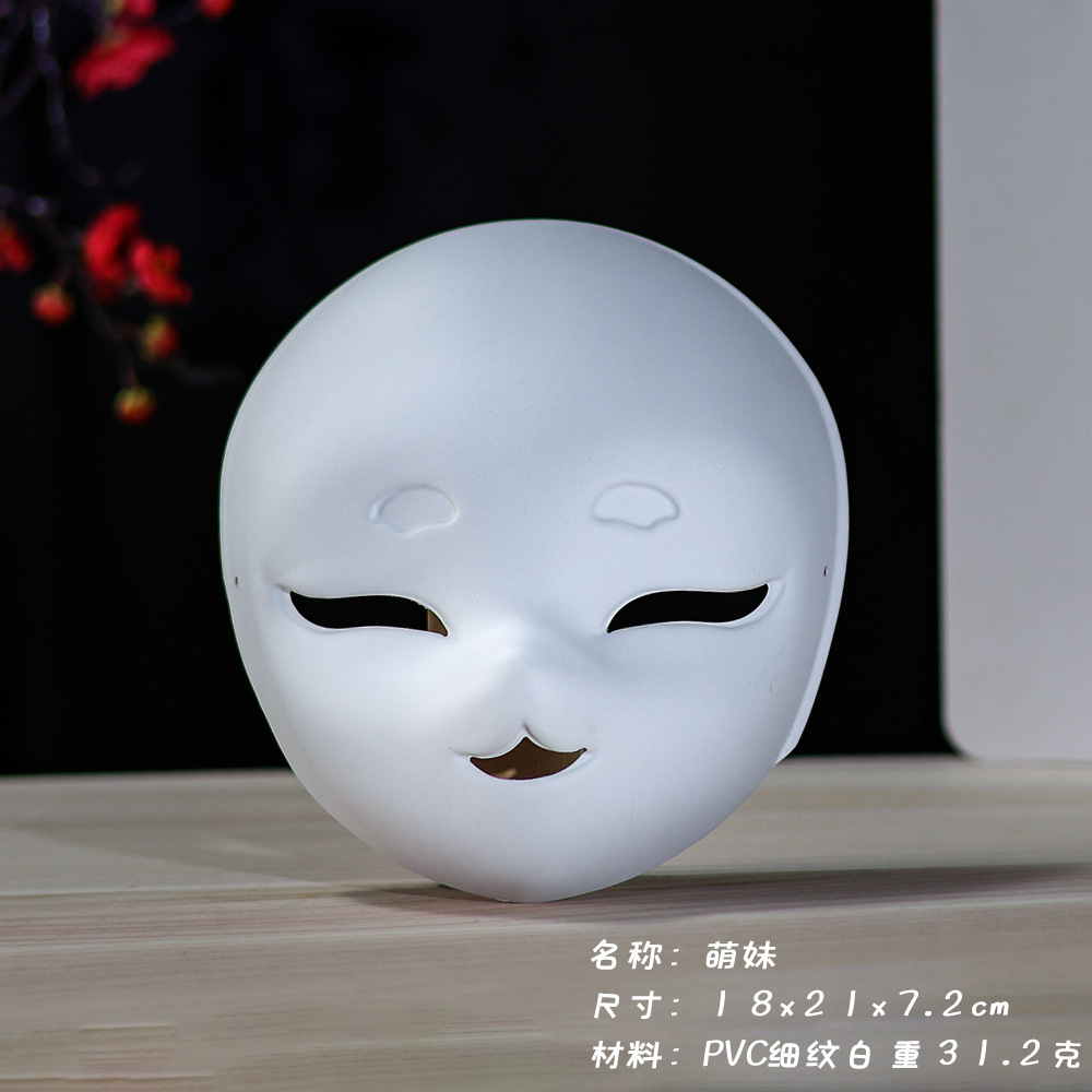 Chica linda suave, embrión blanco puro, plástico, máscara de PVC, blanco mate, blanco mate, zorro en blanco, maquillaje facial, pintura de cabeza de bestia humana pintada a mano