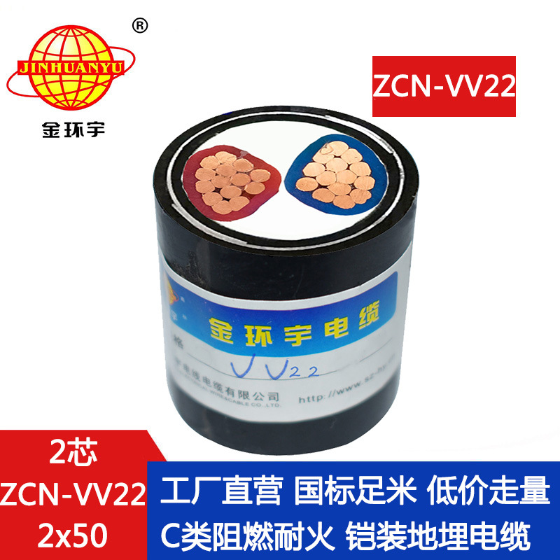 金环宇 铜芯阻燃耐火电缆ZCN-VV22-2X50平方 铠装电力电缆价格