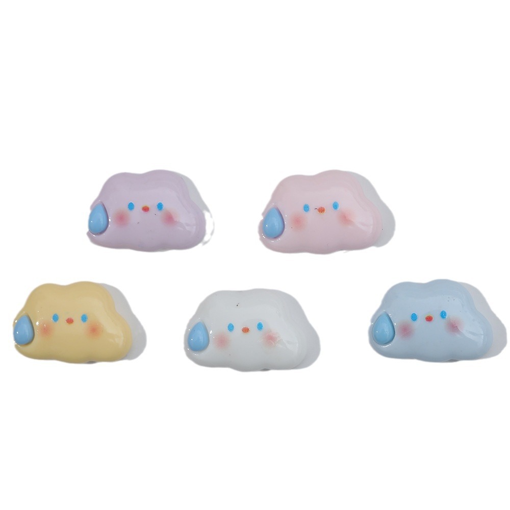 Dibujos animados colorido silencioso nube resina accesorios DIY brillante expresión horquilla teléfono caso llavero material hecho a mano