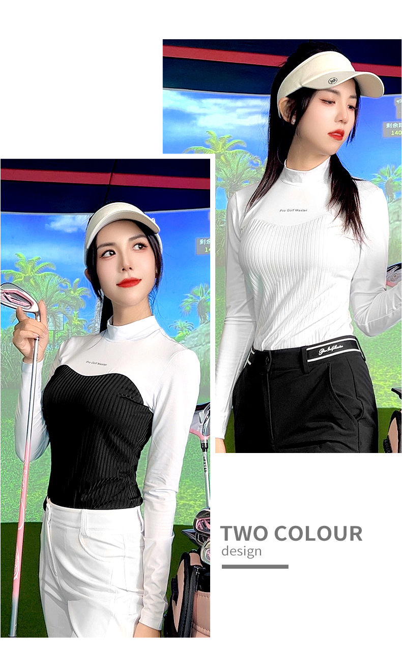 Áo thun dài tay nữ cổ tròn thể thao golf nhẹ thoáng mát — YF737 [Áo sơ mi trắng POLO, YF737 [Áo sơ mi trắng đen POLO chi tiết 7