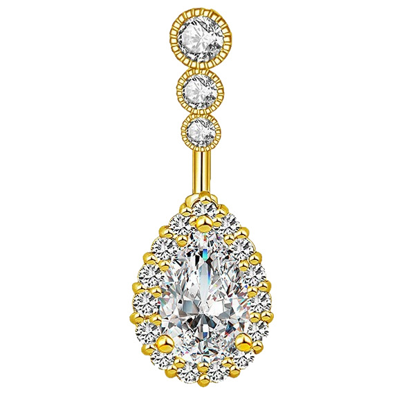 Piercing nombril goutte zircon serti de strass pour femme_voghion.com