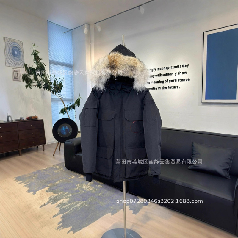 Cross-Border Goose down Jacket Canada Expedition 08 Model Wolf Fur Ultra Thick Unisex Mid-Length Parka with 4-Hood Design