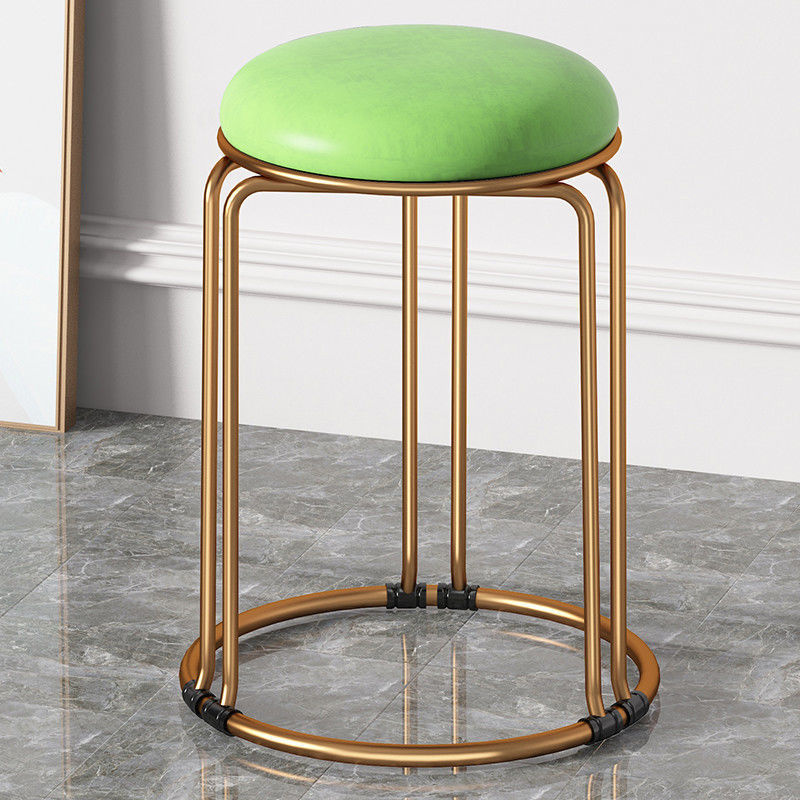 [굵은 6열 솔리드 스틸바-골드다리] 그린-가죽