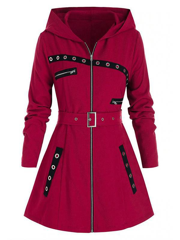 Women's Clothing autumn and winter temperament long sleeved hooded jacket women's jacket_voghion.com