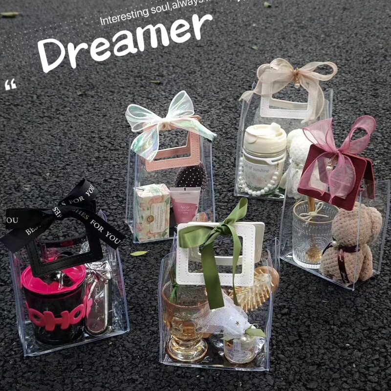 Laser gift bag transparent portable ins gift companion gift bag PVC wedding candy plastic bag packaging wholesale