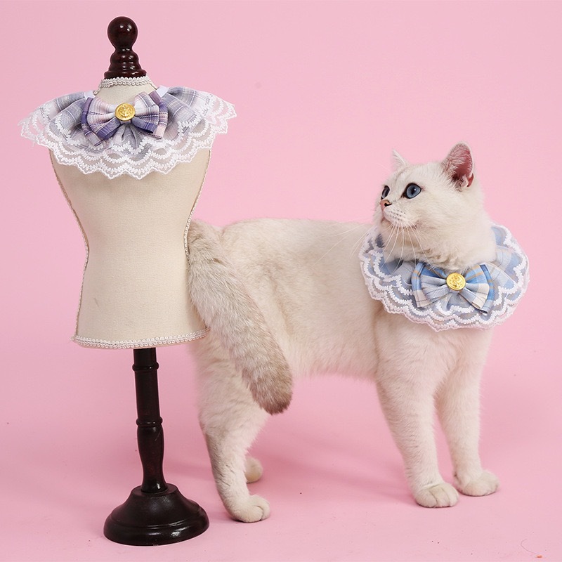 Collar de gato de encaje para perros collar de gato para perros collar de muñecas corto collar de muñecas de estilo pastoral artículos para mascotas