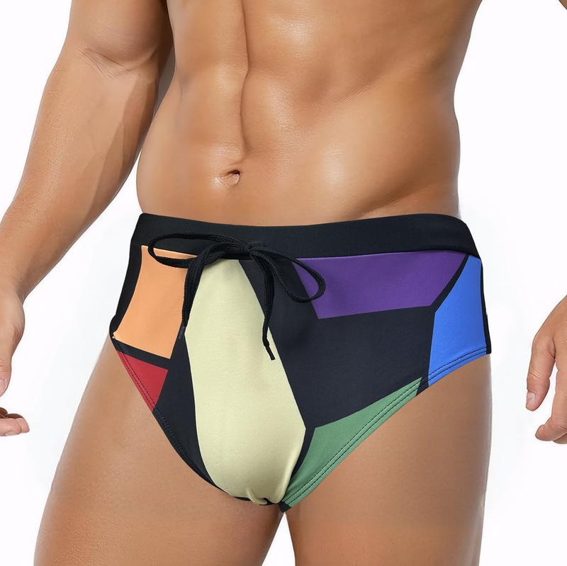 2026 New Summer Men's Printed Swim Briefs with High Elasticity, Quick-Drying, Breathable Fabric, Low-Waist Drawstring Beach Swim Trunks 2026 New Summer Men's Printed Swim Briefs with High Elasticity, Quick-Drying, Breathable Fabric, Low-Waist Drawstring Beach Swim Trunks
