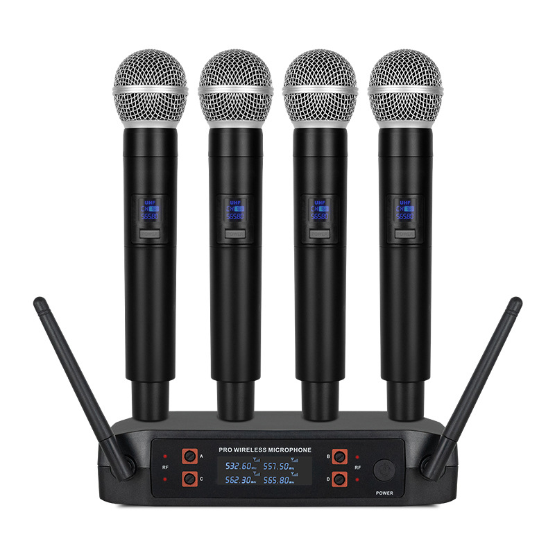 无线麦克风户外K歌直播家用舞台1拖4手持麦克风 UHF一拖四