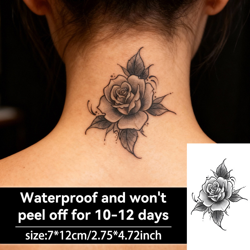 Rose Flower Herbal Juice Tattoo Stickers for Arm, Collarbone, Neck, and Thigh, Realistic, Waterproof, Long-Lasting, with a High-End Feel Rose Flower Herbal Juice Tattoo Stickers for Arm, Collarbone, Neck, and Thigh, Realistic, Waterproof, Long-Lasting, with a High-End Feel